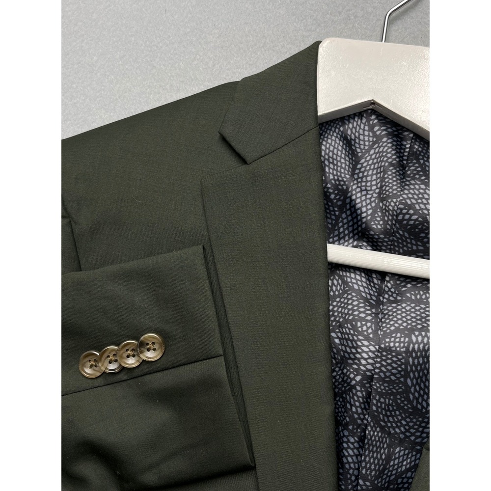 Indochino Soho 52(42)Olive Green Wool Blazer Guabello Super‎ 120s Italian Fabric